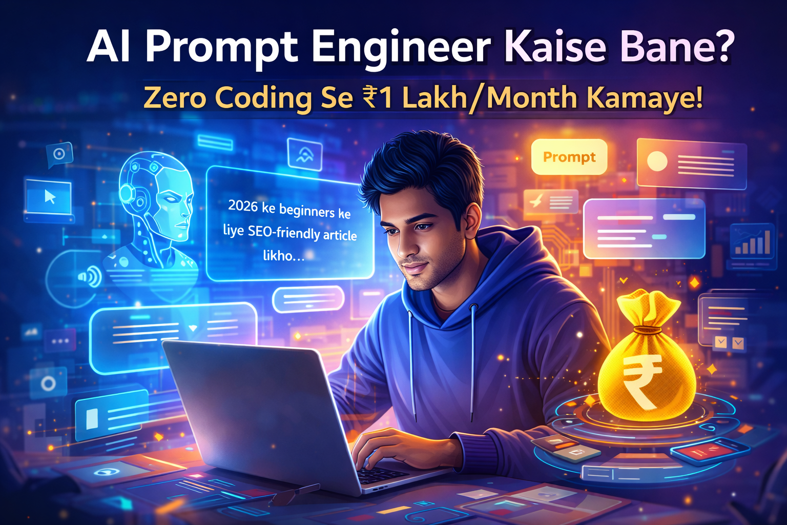 AI Prompt Engineer kaise bane bina coding – 2026 me ₹1 lakh per month kamane ka roadmap