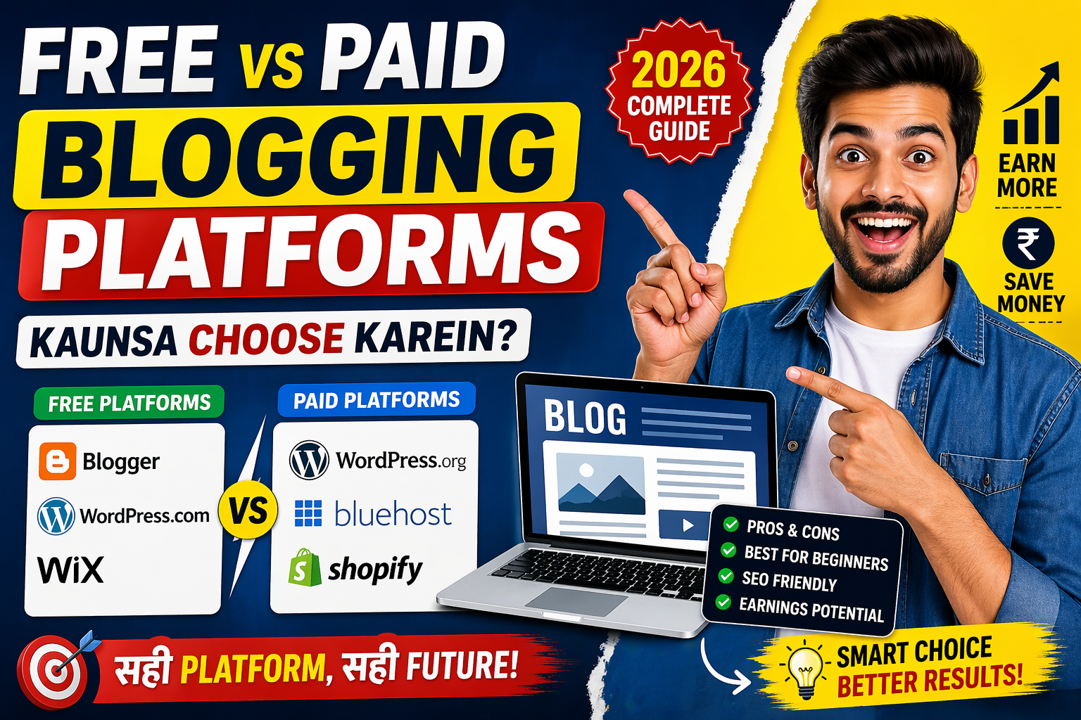 free vs paid blogging platforms comparison Hindi