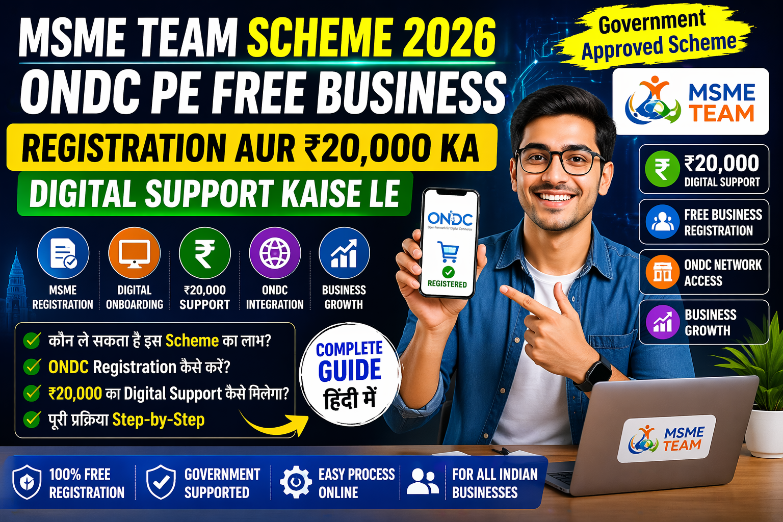 msme team scheme 2026 ondc free business registration 20000 digital support kaise le
