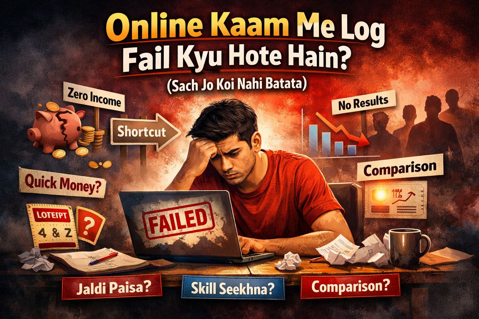 Online kaam me log fail kyu hote hain – jaldi paisa, shortcut aur skill ki kami ki wajah se failure