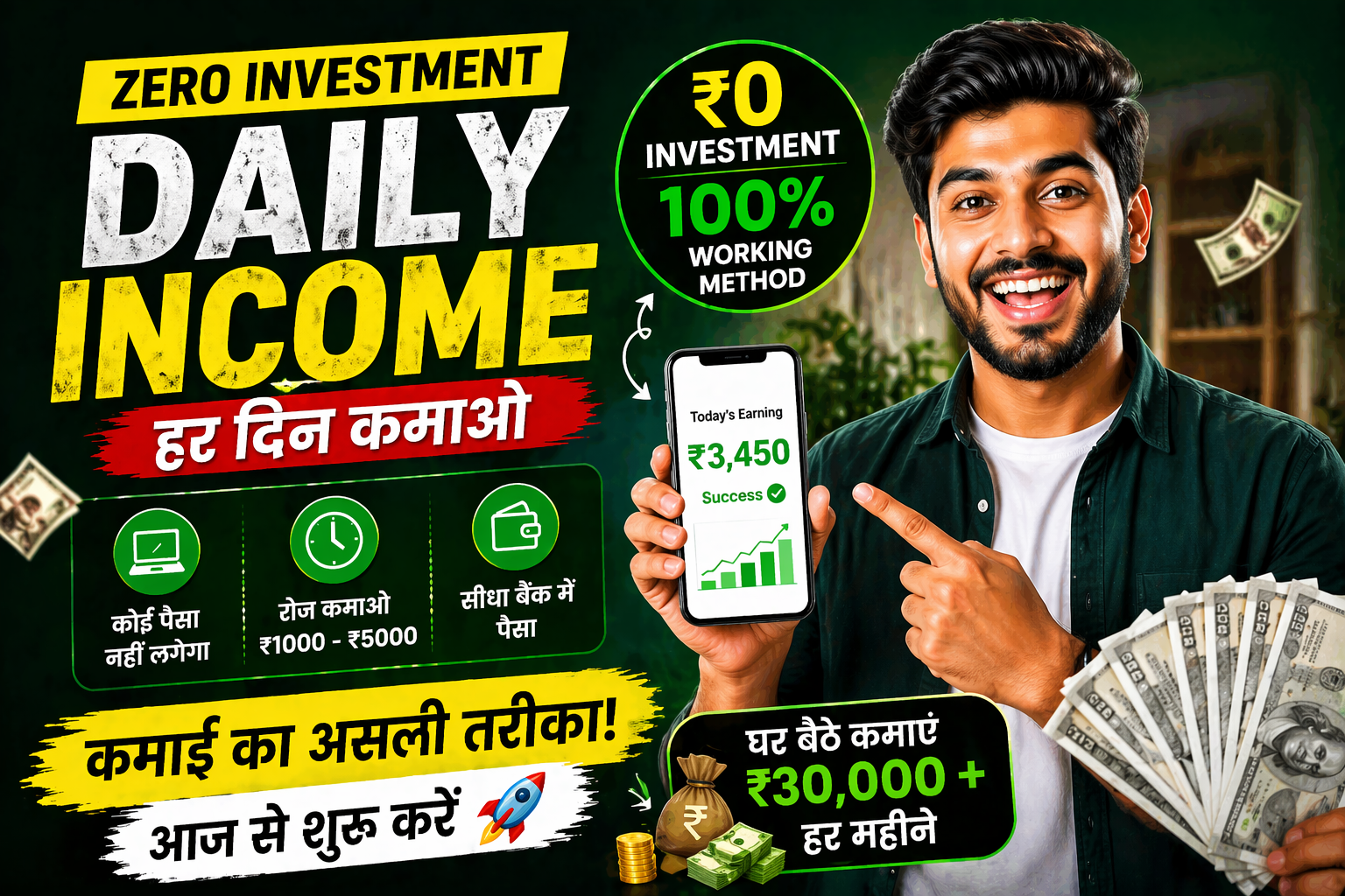 zero investment se daily income kaise kamaye Hindi