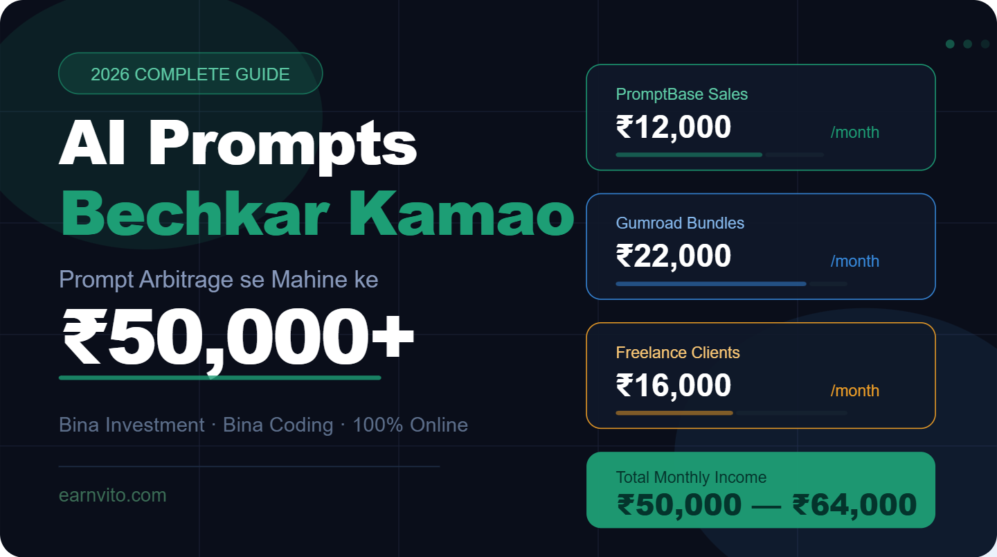 Prompt Arbitrage se AI prompts bechkar mahine ke 50000 rupaye kamane ka complete guide 2026