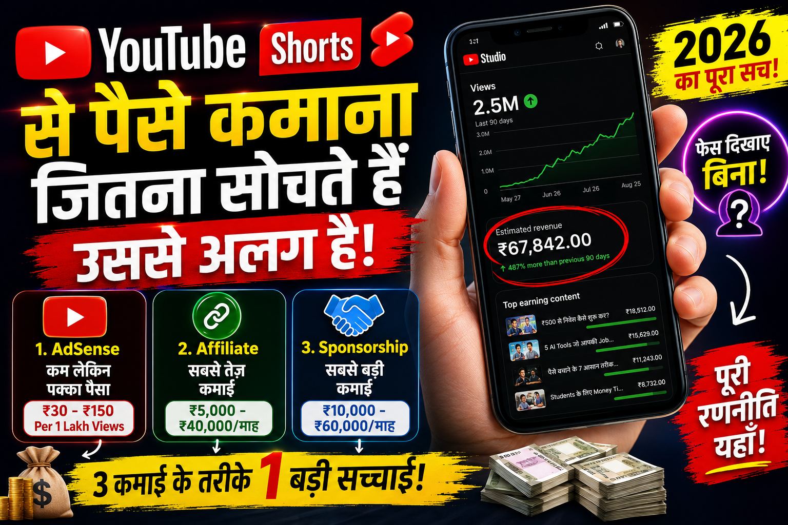 YouTube Shorts se paise kaise kamaye 2026 featured image with AI earnings and monetization methods